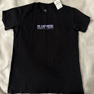 COTTON ON Black Silent Moon T Shirt